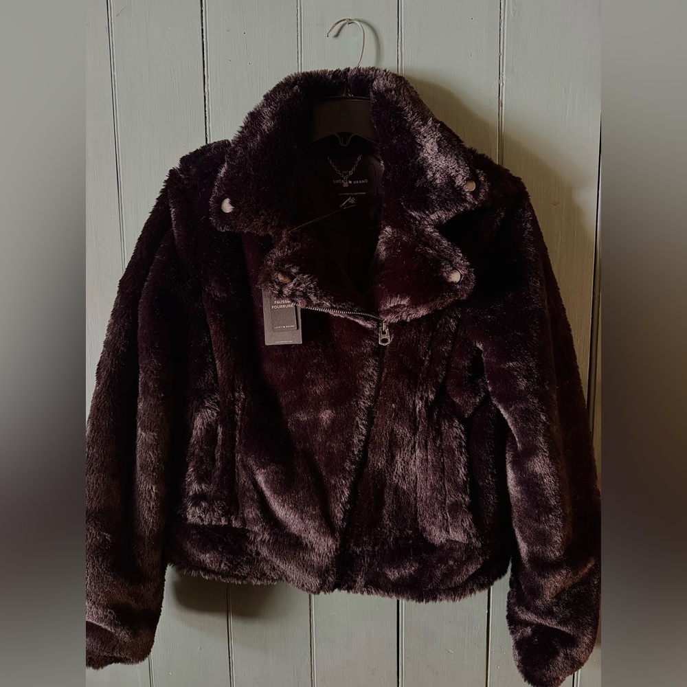 NWT Lucky Brand Faux Fur Teddy Coat
